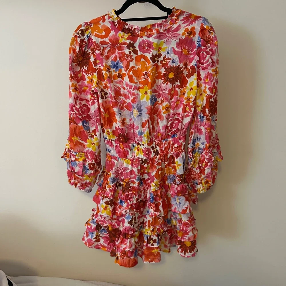 Cake For Dinner Floral Mini Dress Ruffle‎ Long Sleeve XS